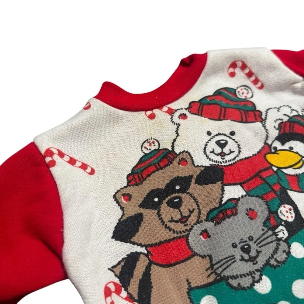 Vintage Santa's Club Critter Stocking Christmas Romper Children's Graphic 3-6 MO